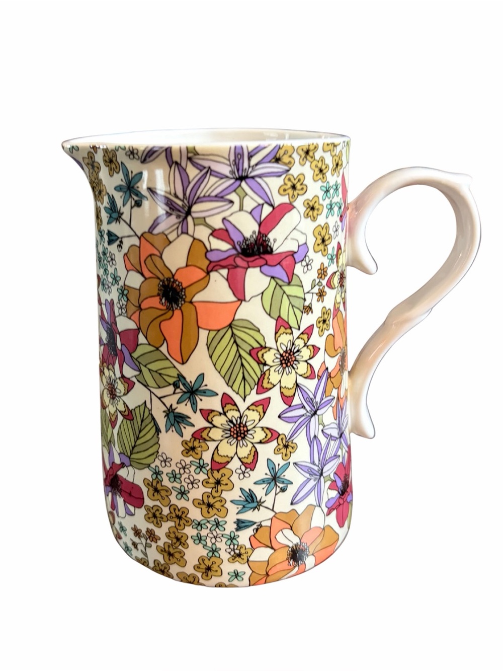 Gracie Bone China Chintz Collection 5” Colorful Floral 14 Oz. Pitcher